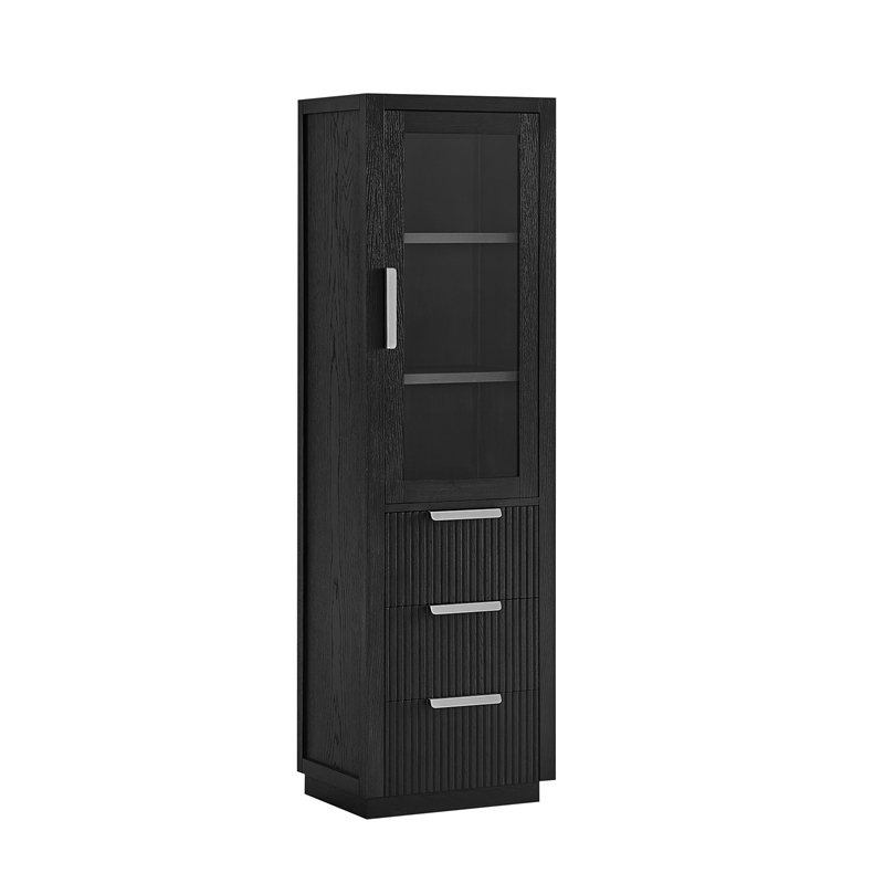 Santarem 21.7in. Solid Wood Storage Cabinet in Oak Weathered Black