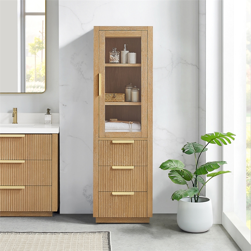Santarem 21.7in. Solid Wood Storage Cabinet in Washed Ash Grey