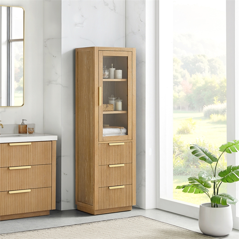 Santarem 21.7in. Solid Wood Storage Cabinet in Washed Ash Grey