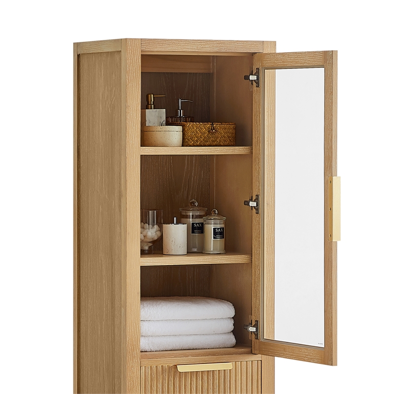 Santarem 21.7in. Solid Wood Storage Cabinet in Washed Ash Grey