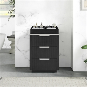 Santarem 24in. Oak Weathered Black Solid Wood Storage Cabinet