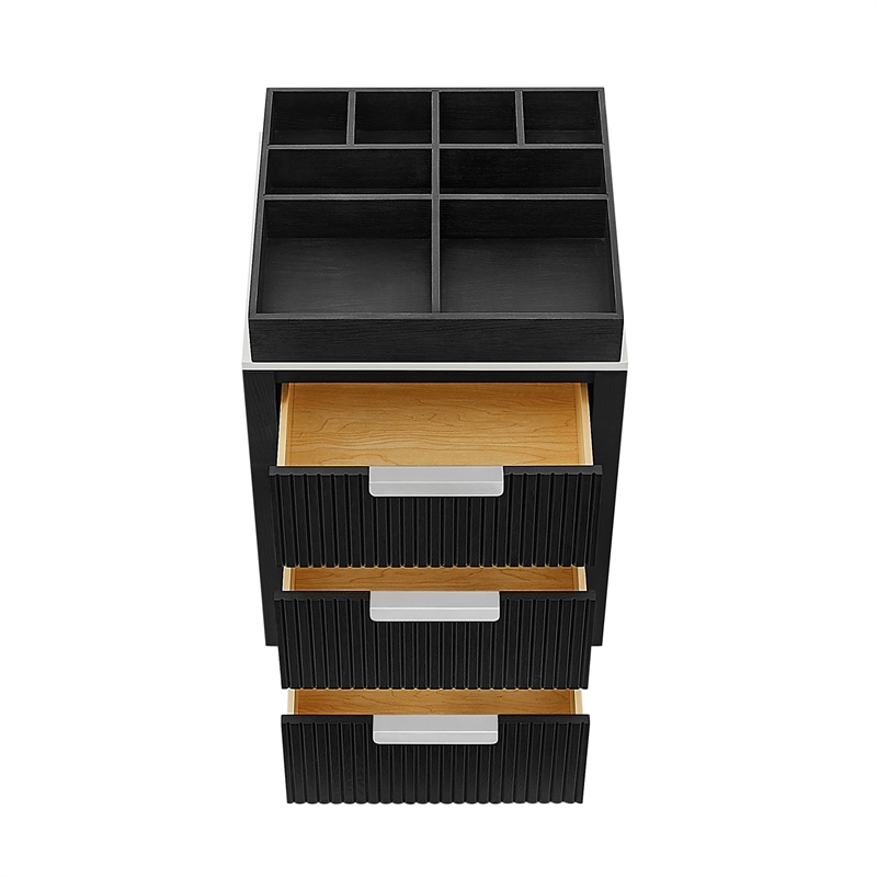 Santarem 24in. Oak Weathered Black Solid Wood Storage Cabinet