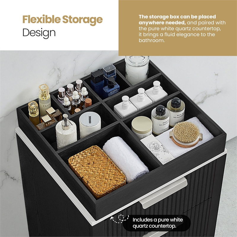 Santarem 24in. Oak Weathered Black Solid Wood Storage Cabinet