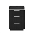 Santarem 24in. Oak Weathered Black Solid Wood Storage Cabinet
