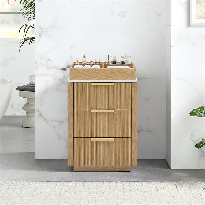 Santarem 24in. Washed Ash Grey Solid Wood Partitioned Storage Cabinet