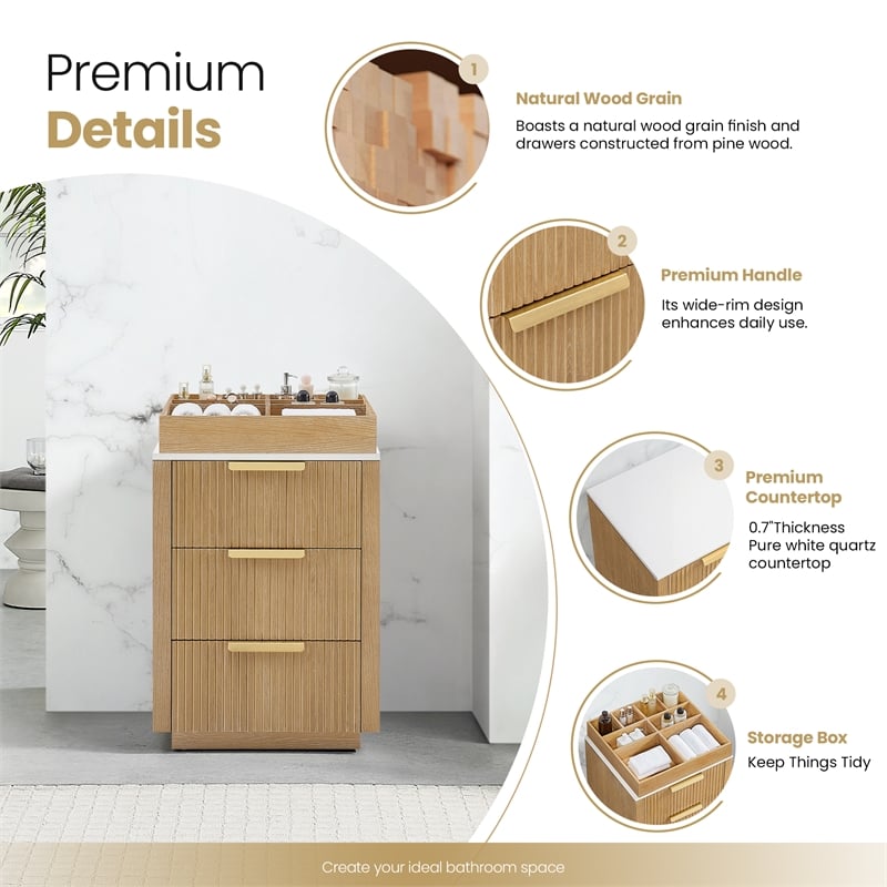 Santarem 24in. Washed Ash Grey Solid Wood Partitioned Storage Cabinet