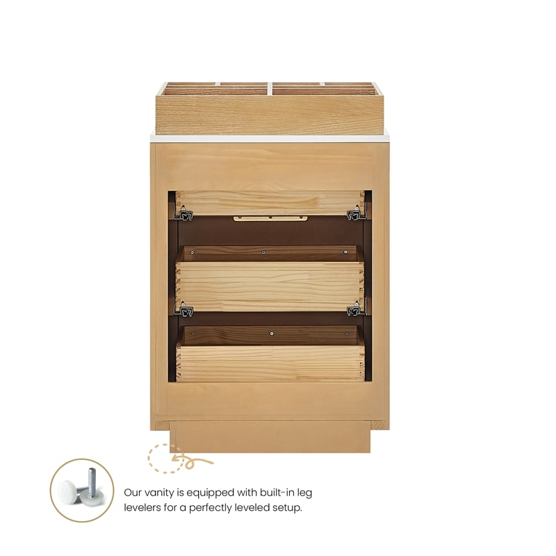 Santarem 24in. Washed Ash Grey Solid Wood Partitioned Storage Cabinet