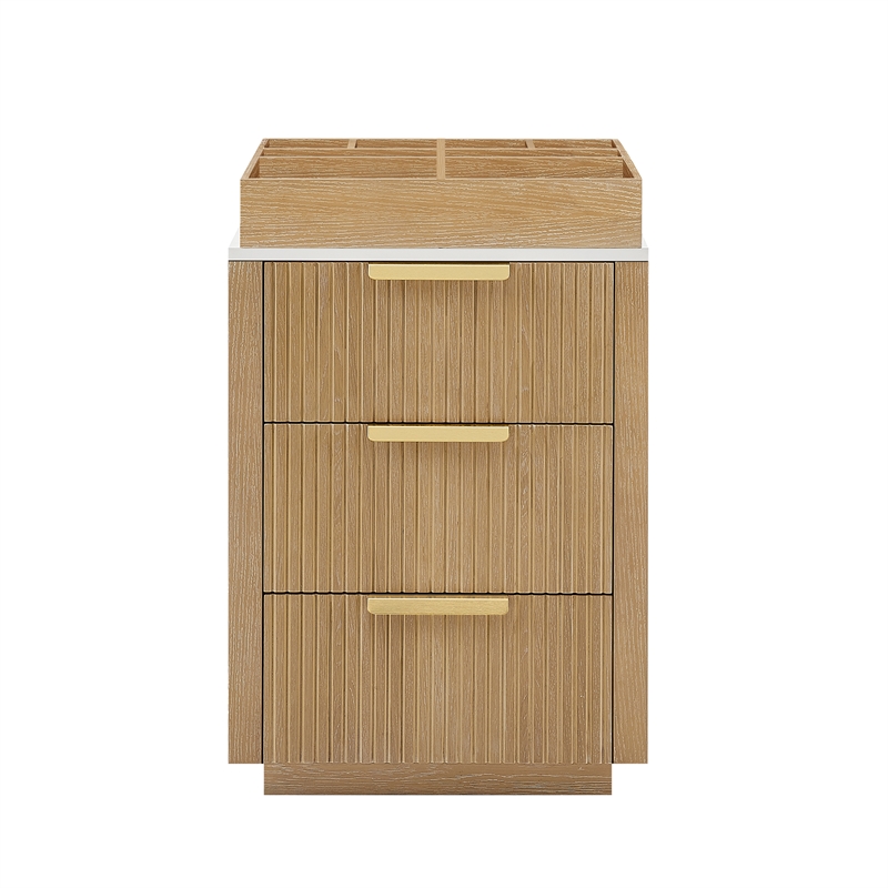 Santarem 24in. Washed Ash Grey Solid Wood Partitioned Storage Cabinet