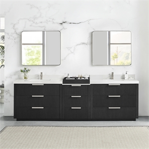 Santarem 108&quot Combine Double Vanity in Oak Weathered Black with Quartz Stone Top
