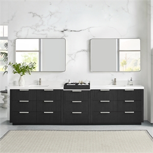 Santarem 120&quot Combine Double Vanity in Oak Weathered Black with Quartz Stone Top