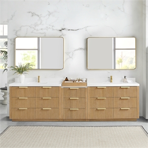 Santarem 120&quot Combine Double Vanity in Washed Ash Grey with Quartz Stone Top