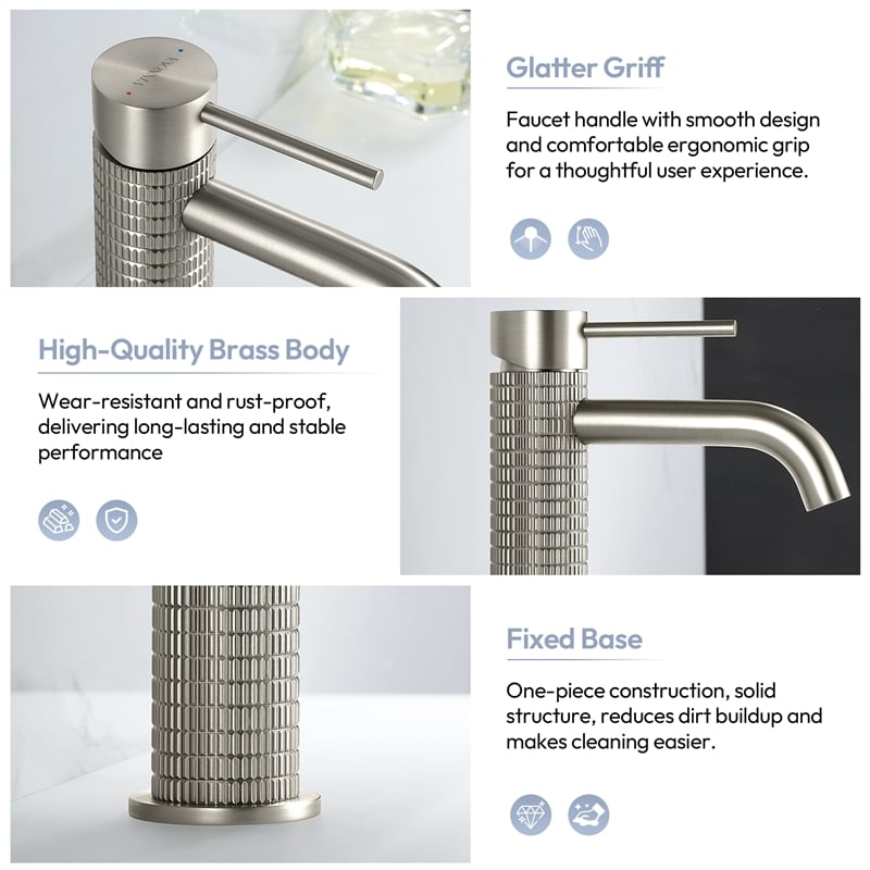 Mendavia Single Handle Basin Bathroom Faucet in Brushed Nickel