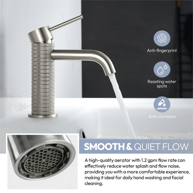 Mendavia Single Handle Basin Bathroom Faucet in Brushed Nickel