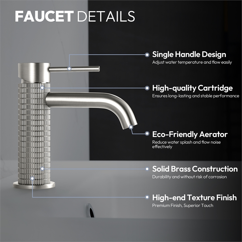 Mendavia Single Handle Basin Bathroom Faucet in Brushed Nickel