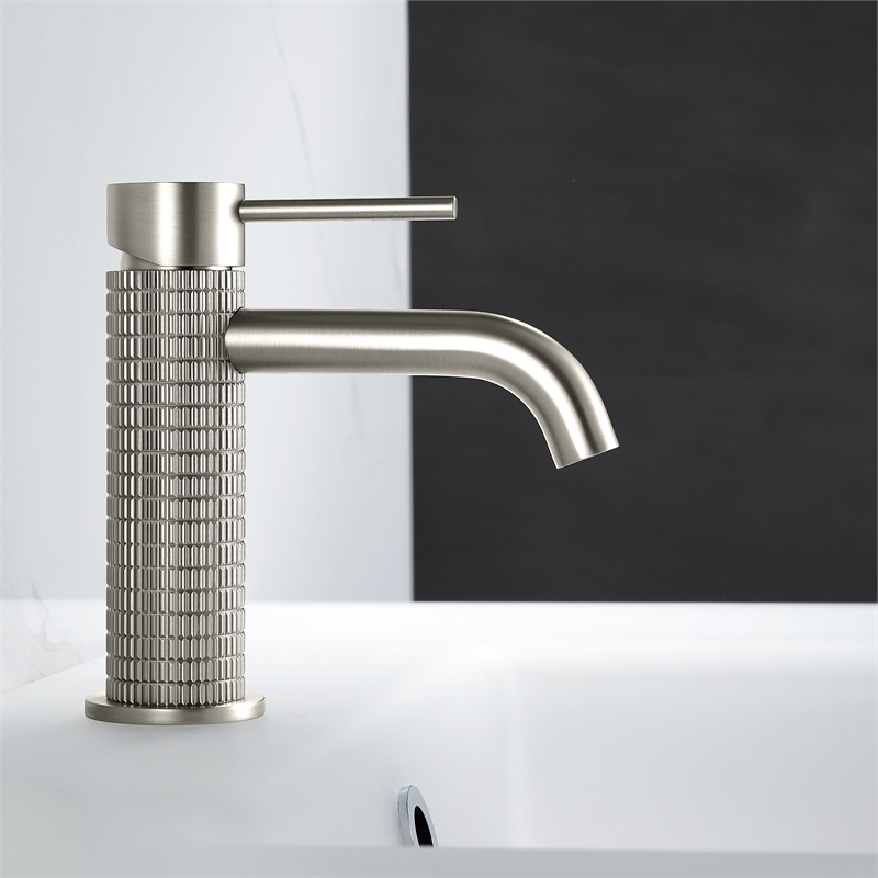 Mendavia Single Handle Basin Bathroom Faucet in Brushed Nickel