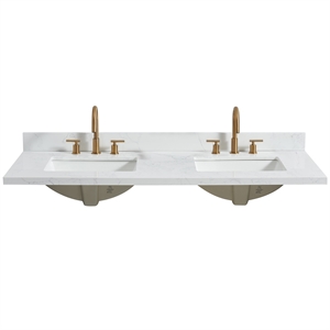 Jaen 61&quotW x 22&quotD Composite Stone Vanity Top in Grain White with Ceramic Sink