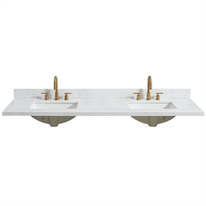 Jaen 73&quotW x 22&quotD Composite Stone Vanity Top in Grain White with Ceramic Sink