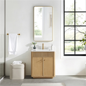 Zogno 30&quot Solid Wood Single Bath Vanity in Washed Ash Gray with White Stone Top
