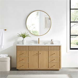 Zogno 60&quot Solid Wood Single Bath Vanity in Washed Ash Gray with White Stone Top