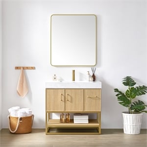 Vittoria 36&quot Single Sink Bath Vanity in Dark Oak with White Composite Stone Top