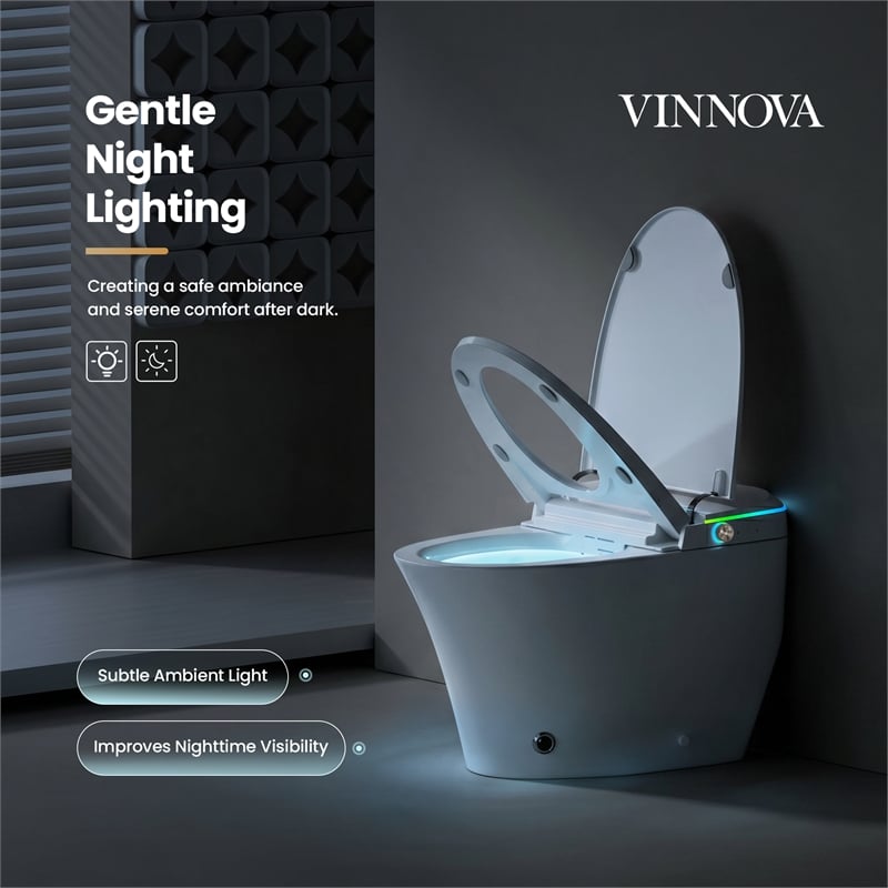 Zarautz Elongated Smart Bidet Toilet with Clean Foam Shield Splash Proof