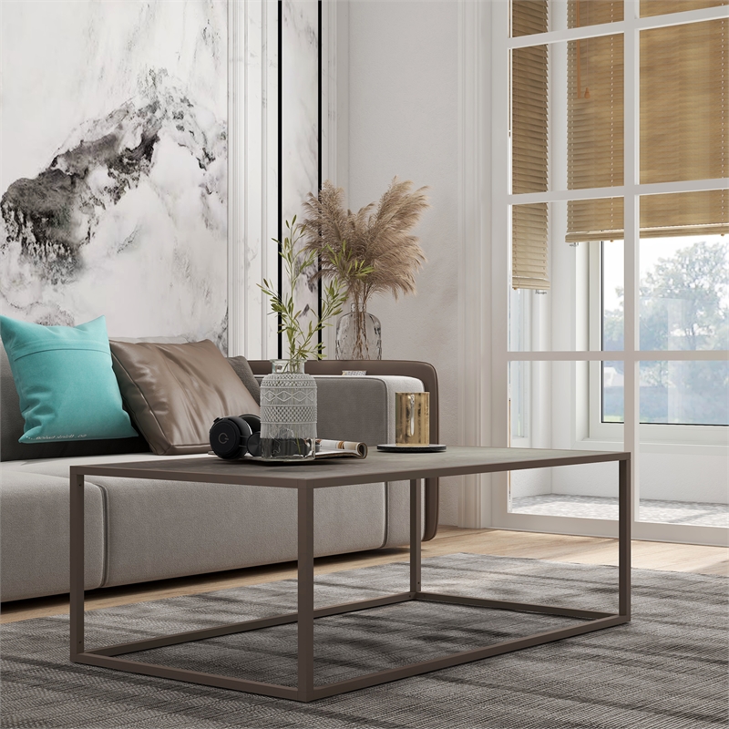 Gray Marble Coffee Table 43inches Brown Base | Cymax Business