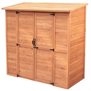 leisure season wood extra large storage shed in medium brown