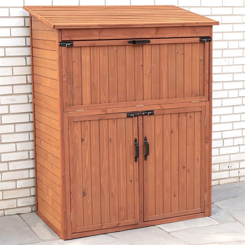 Leisure Season Wood Storage Cabinet with Drop Table in Medium Brown