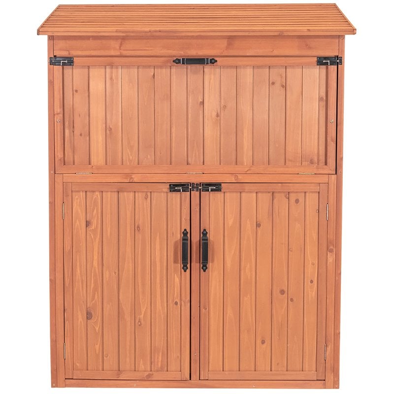 Leisure Season Wood Storage Cabinet with Drop Table in Medium Brown
