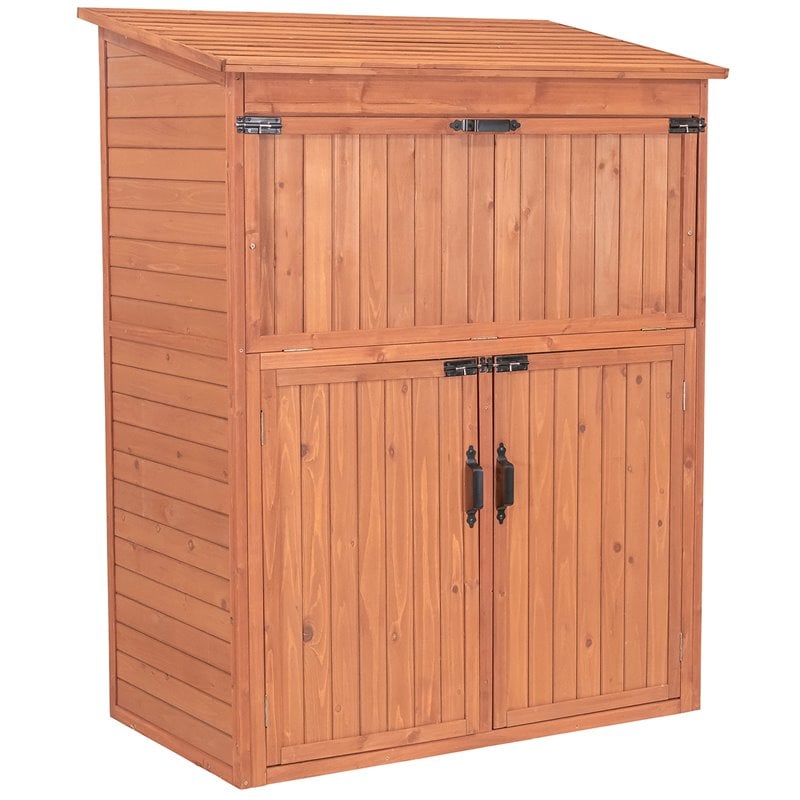 Leisure Season Wood Storage Cabinet with Drop Table in Medium Brown