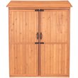Leisure Season Wood Storage Shed with Pull Out Crates in Medium Brown