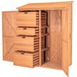Leisure Season Wood Storage Shed with Pull Out Crates in Medium Brown