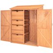 Leisure Season Wood Storage Shed with Pull Out Crates in Medium Brown