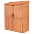 Leisure Season Wood Storage Shed with Pull Out Crates in Medium Brown