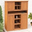 Leisure Season Wood Tall Display and Hideaway Storage Cabinet in Medium Brown