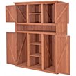 Leisure Season Wood Tall Display and Hideaway Storage Cabinet in Medium Brown