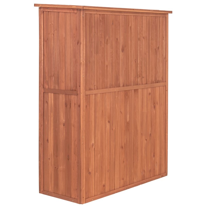 Leisure Season Wood Tall Display and Hideaway Storage Cabinet in Medium Brown