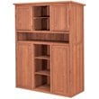 Leisure Season Wood Tall Display and Hideaway Storage Cabinet in Medium Brown