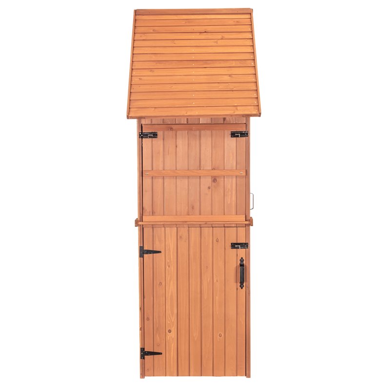 Leisure Season Multi Compartment Wood Shed with Drop Table in Medium Brown