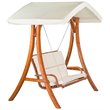 Leisure Season Wood Outdoor Swing Seater with Canopy in Medium Brown
