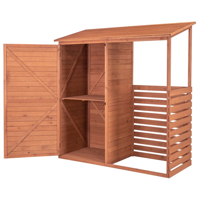 Leisure Season Combination Firewood and Storage Shed  in Medium Brown