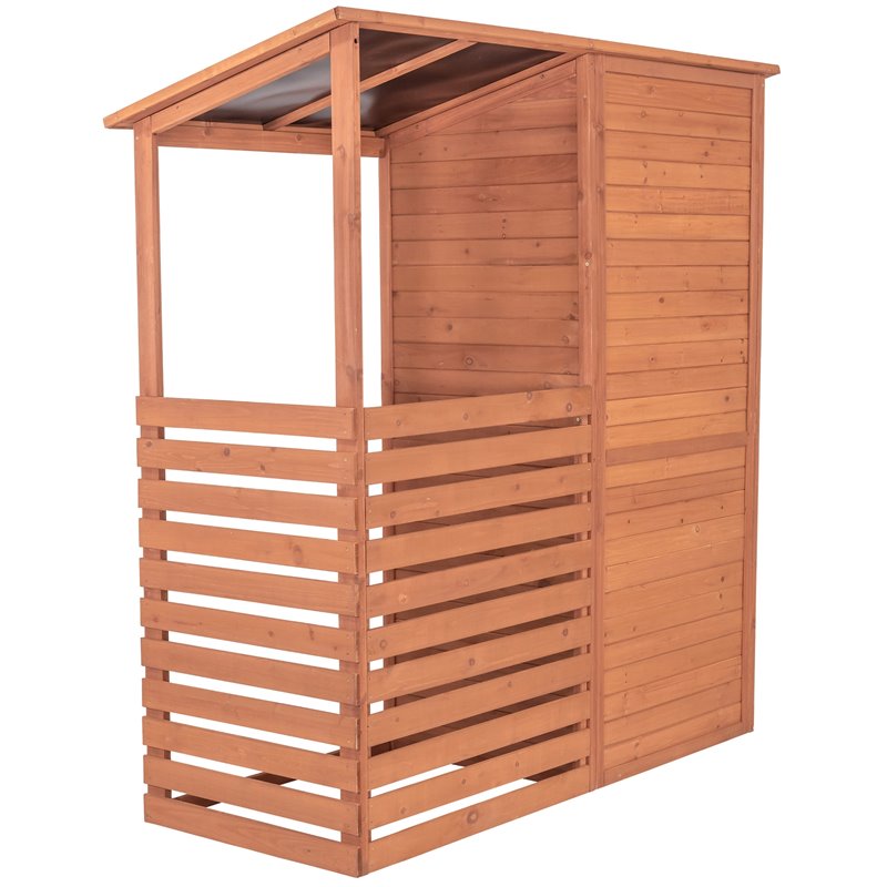 Leisure Season Combination Firewood and Storage Shed  in Medium Brown