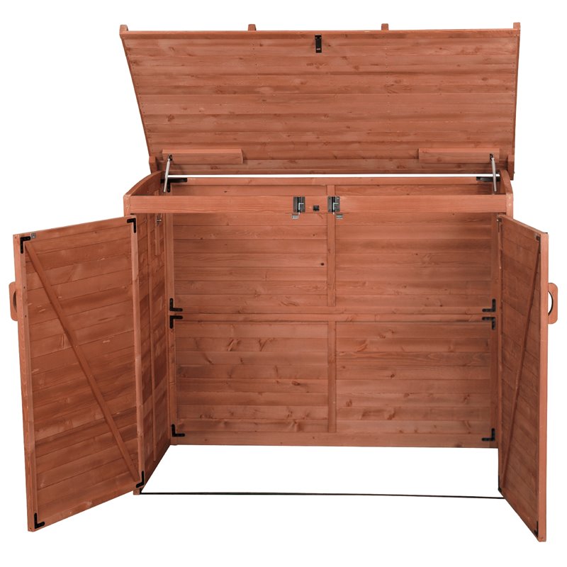 Leisure Season Large Horizontal Wood Refuse Storage Shed in Medium Brown