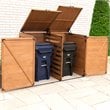 Leisure Season Large Horizontal Wood Trash and Recycling Storage Shed in Brown