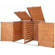 Leisure Season Large Horizontal Wood Trash and Recycling Storage Shed in Brown