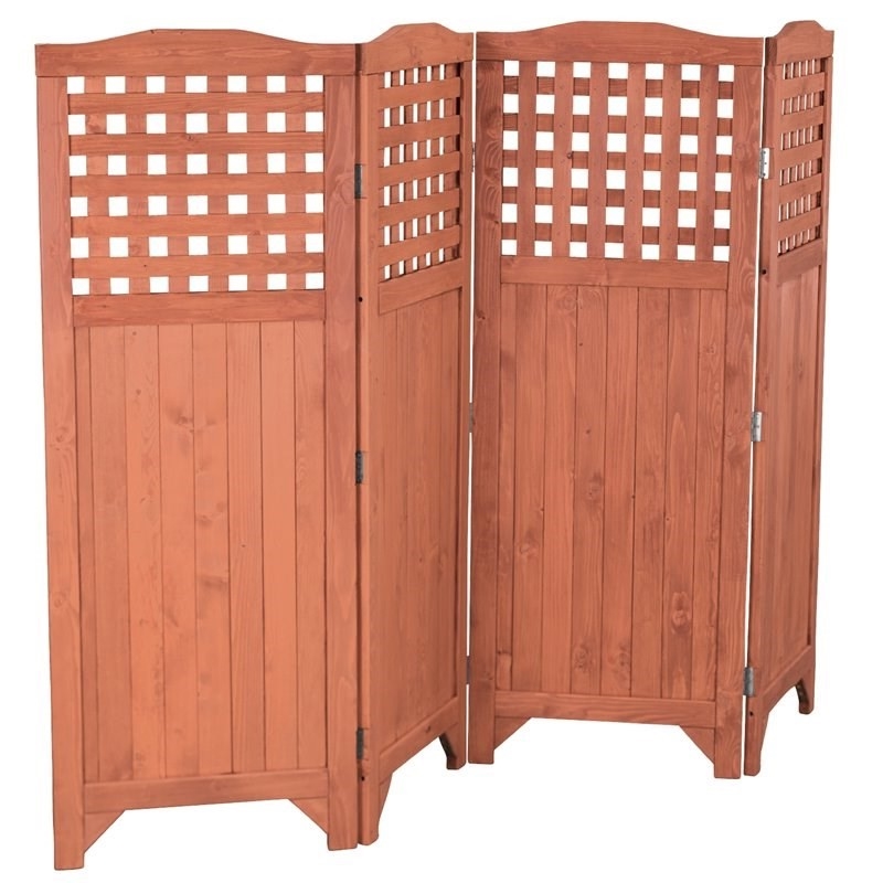 Leisure Season Wood Folding Patio and Garden Privacy Screen in Medium Brown