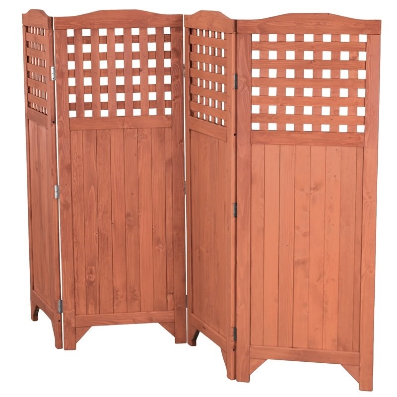 Leisure Season Wood Folding Patio and Garden Privacy Screen in Medium Brown