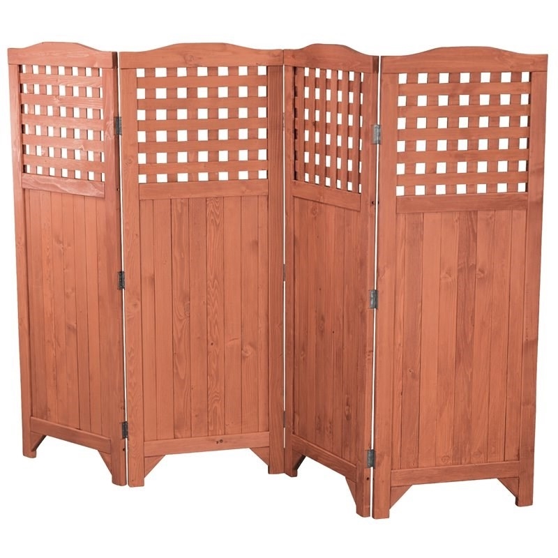Leisure Season Wood Folding Patio and Garden Privacy Screen in Medium Brown
