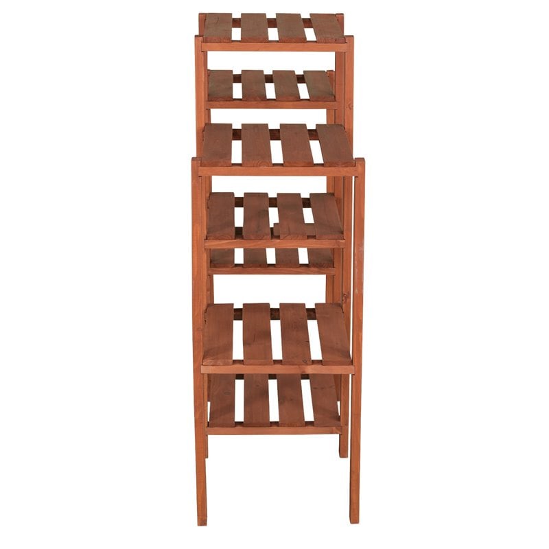 Leisure Season 7-Tier Moisture Resistant Wood Plant Stand in Medium Brown