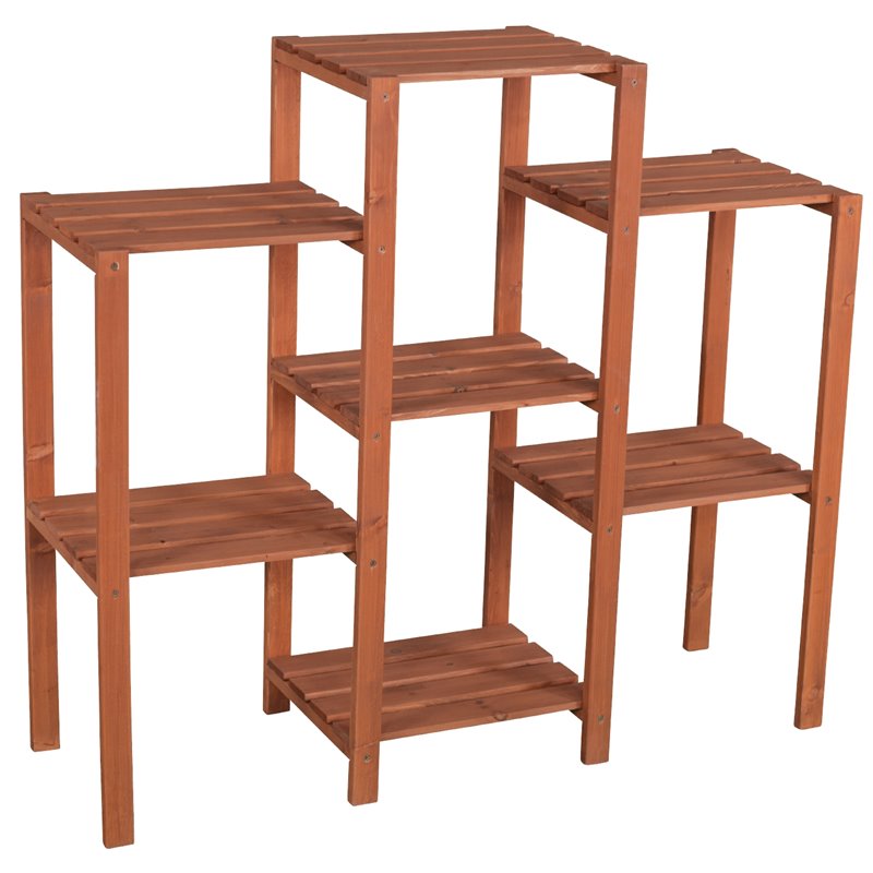 Leisure Season 7-Tier Moisture Resistant Wood Plant Stand in Medium Brown